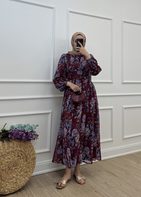 SHAY ELBİSE - Bordo