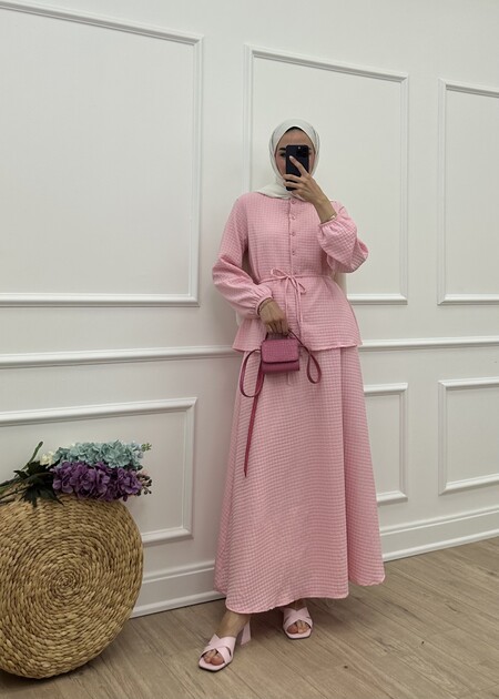GOFRE ETEKLİ TAKIM - Pembe