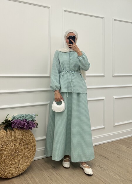 GOFRE ETEKLİ TAKIM - Mint