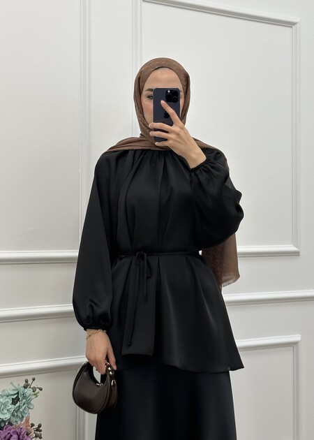 Saten Tunik - Siyah