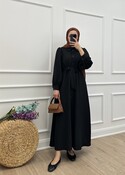 Gofre elbise - Siyah