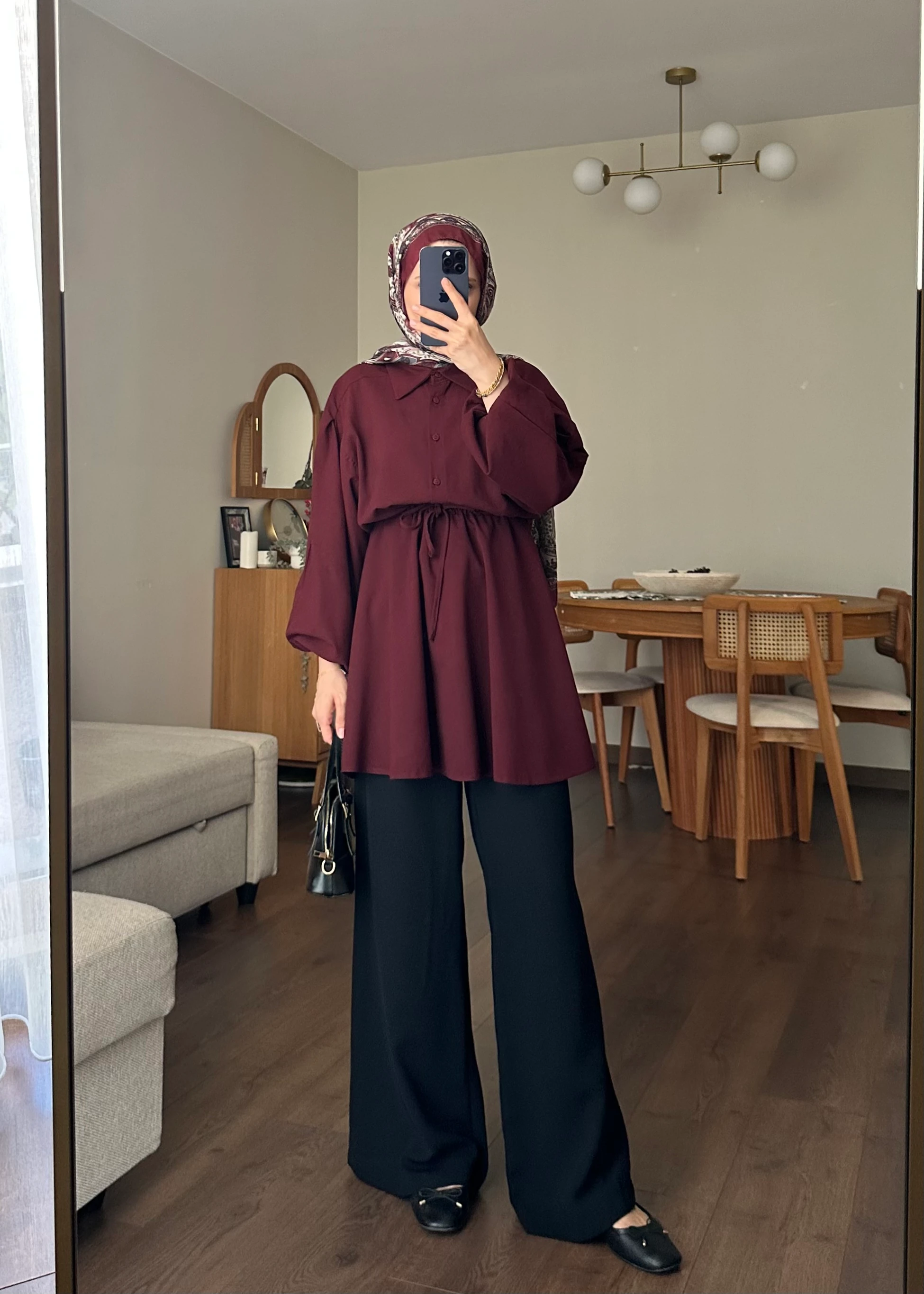 315 - Keten Gömlek | Bordo